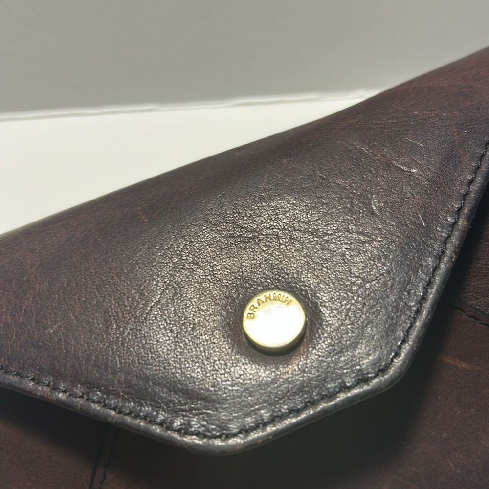 BRAHMIN Stylish Brown Leather eye glasses case